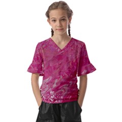 Kids  V-Neck Horn Sleeve Blouse 