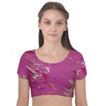 My Pour Cup Painting CBDOilPrincess E6d0aa64-0a00-4bb0-9d64-d9c98a867acf Velvet Short Sleeve Crop Top 