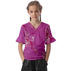 Kids  V-Neck Horn Sleeve Blouse 