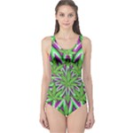 Purple Green White Marijuana Leaves CBDOilPrincess 726130cb-4fcc-4da8-acfb-52b94836ba03 One Piece Swimsuit