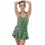 Purple Green White Marijuana Leaves CBDOilPrincess 726130cb-4fcc-4da8-acfb-52b94836ba03 Ruffle Top Dress Swimsuit