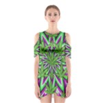 Purple Green White Marijuana Leaves CBDOilPrincess 726130cb-4fcc-4da8-acfb-52b94836ba03 Shoulder Cutout One Piece Dress