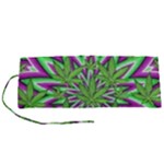 Purple Green White Marijuana Leaves CBDOilPrincess 726130cb-4fcc-4da8-acfb-52b94836ba03 Roll Up Canvas Pencil Holder (S)