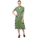 Purple Green White Marijuana Leaves CBDOilPrincess 726130cb-4fcc-4da8-acfb-52b94836ba03 Keyhole Neckline Chiffon Dress