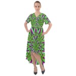 Purple Green White Marijuana Leaves CBDOilPrincess 726130cb-4fcc-4da8-acfb-52b94836ba03 Front Wrap High Low Dress