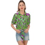 Purple Green White Marijuana Leaves CBDOilPrincess 726130cb-4fcc-4da8-acfb-52b94836ba03 Tie Front Shirt 