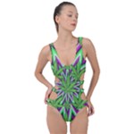 Purple Green White Marijuana Leaves CBDOilPrincess 726130cb-4fcc-4da8-acfb-52b94836ba03 Side Cut Out Swimsuit