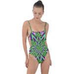 Purple Green White Marijuana Leaves CBDOilPrincess 726130cb-4fcc-4da8-acfb-52b94836ba03 Tie Strap One Piece Swimsuit
