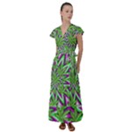 Purple Green White Marijuana Leaves CBDOilPrincess 726130cb-4fcc-4da8-acfb-52b94836ba03 Flutter Sleeve Maxi Dress