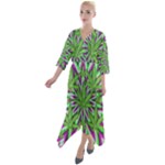 Purple Green White Marijuana Leaves CBDOilPrincess 726130cb-4fcc-4da8-acfb-52b94836ba03 Quarter Sleeve Wrap Front Maxi Dress