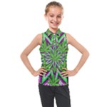 Purple Green White Marijuana Leaves CBDOilPrincess 726130cb-4fcc-4da8-acfb-52b94836ba03 Kids  Sleeveless Polo Tee