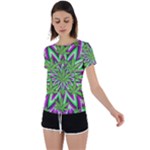 Purple Green White Marijuana Leaves CBDOilPrincess 726130cb-4fcc-4da8-acfb-52b94836ba03 Back Circle Cutout Sports Tee