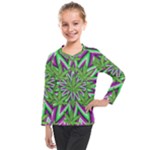 Purple Green White Marijuana Leaves CBDOilPrincess 726130cb-4fcc-4da8-acfb-52b94836ba03 Kids  Long Mesh Tee