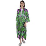 Purple Green White Marijuana Leaves CBDOilPrincess 726130cb-4fcc-4da8-acfb-52b94836ba03 Maxi Satin Kimono