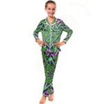 Purple Green White Marijuana Leaves CBDOilPrincess 726130cb-4fcc-4da8-acfb-52b94836ba03 Kid s Satin Long Sleeve Pajamas Set