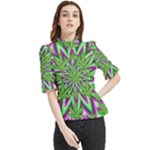 Purple Green White Marijuana Leaves CBDOilPrincess 726130cb-4fcc-4da8-acfb-52b94836ba03 Frill Neck Blouse