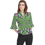 Purple Green White Marijuana Leaves CBDOilPrincess 726130cb-4fcc-4da8-acfb-52b94836ba03 Loose Horn Sleeve Chiffon Blouse