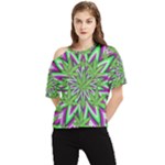 Purple Green White Marijuana Leaves CBDOilPrincess 726130cb-4fcc-4da8-acfb-52b94836ba03 One Shoulder Cut Out Tee