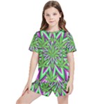 Purple Green White Marijuana Leaves CBDOilPrincess 726130cb-4fcc-4da8-acfb-52b94836ba03 Kids  Tee and Sports Shorts Set