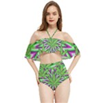 Purple Green White Marijuana Leaves CBDOilPrincess 726130cb-4fcc-4da8-acfb-52b94836ba03 Halter Flowy Bikini Set 