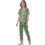 Purple Green White Marijuana Leaves CBDOilPrincess 726130cb-4fcc-4da8-acfb-52b94836ba03 Kids  Satin Short Sleeve Pajamas Set