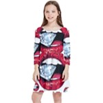 Lips & Diamonds CBDOilPrincess 62cd68e7-1aab-47ac-986a-7899c6d06da7 Kids  Quarter Sleeve Skater Dress