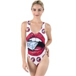 Lips & Diamonds CBDOilPrincess 62cd68e7-1aab-47ac-986a-7899c6d06da7 High Leg Strappy Swimsuit