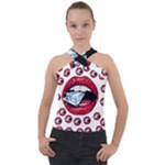 Lips & Diamonds CBDOilPrincess 62cd68e7-1aab-47ac-986a-7899c6d06da7 Cross Neck Velour Top