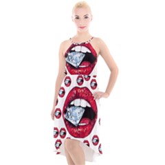 High-Low Halter Chiffon Dress  