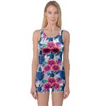 Tropical Flowers Turtles CBDOilPrincess Edf1ea6f-2cc5-4f0b-a5cc-9c146c7d79e4 One Piece Boyleg Swimsuit