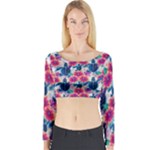Tropical Flowers Turtles CBDOilPrincess Edf1ea6f-2cc5-4f0b-a5cc-9c146c7d79e4 Long Sleeve Crop Top