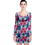 Tropical Flowers Turtles CBDOilPrincess Edf1ea6f-2cc5-4f0b-a5cc-9c146c7d79e4 Long Sleeve Bodycon Dress