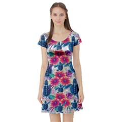Short Sleeve Skater Dress Front Short Sleeve Skater Dress Front