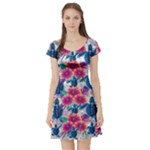 Tropical Flowers Turtles CBDOilPrincess Edf1ea6f-2cc5-4f0b-a5cc-9c146c7d79e4 Short Sleeve Skater Dress