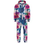 Tropical Flowers Turtles CBDOilPrincess Edf1ea6f-2cc5-4f0b-a5cc-9c146c7d79e4 Hooded Jumpsuit (Men) 
