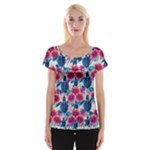 Tropical Flowers Turtles CBDOilPrincess Edf1ea6f-2cc5-4f0b-a5cc-9c146c7d79e4 Cap Sleeve Top