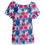 Tropical Flowers Turtles CBDOilPrincess Edf1ea6f-2cc5-4f0b-a5cc-9c146c7d79e4 Women s Oversized Tee