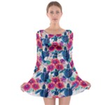 Tropical Flowers Turtles CBDOilPrincess Edf1ea6f-2cc5-4f0b-a5cc-9c146c7d79e4 Long Sleeve Skater Dress