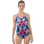 Tropical Flowers Turtles CBDOilPrincess Edf1ea6f-2cc5-4f0b-a5cc-9c146c7d79e4 Cut-Out Back One Piece Swimsuit