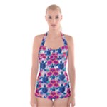Tropical Flowers Turtles CBDOilPrincess Edf1ea6f-2cc5-4f0b-a5cc-9c146c7d79e4 Boyleg Halter Swimsuit 
