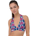 Tropical Flowers Turtles CBDOilPrincess Edf1ea6f-2cc5-4f0b-a5cc-9c146c7d79e4 Halter Plunge Bikini Top