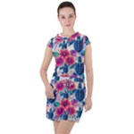 Tropical Flowers Turtles CBDOilPrincess Edf1ea6f-2cc5-4f0b-a5cc-9c146c7d79e4 Drawstring Hooded Dress