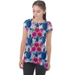 Tropical Flowers Turtles CBDOilPrincess Edf1ea6f-2cc5-4f0b-a5cc-9c146c7d79e4 Cap Sleeve High Low Top