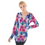 Tropical Flowers Turtles CBDOilPrincess Edf1ea6f-2cc5-4f0b-a5cc-9c146c7d79e4 Tie Up Tee