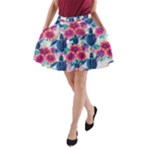 Tropical Flowers Turtles CBDOilPrincess Edf1ea6f-2cc5-4f0b-a5cc-9c146c7d79e4 A-Line Pocket Skirt