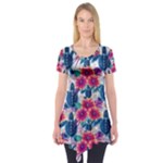 Tropical Flowers Turtles CBDOilPrincess Edf1ea6f-2cc5-4f0b-a5cc-9c146c7d79e4 Short Sleeve Tunic 