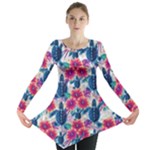 Tropical Flowers Turtles CBDOilPrincess Edf1ea6f-2cc5-4f0b-a5cc-9c146c7d79e4 Long Sleeve Tunic 