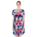 Short Sleeve V-neck Flare Dress 