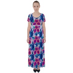 High Waist Short Sleeve Maxi Dress 