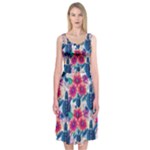 Tropical Flowers Turtles CBDOilPrincess Edf1ea6f-2cc5-4f0b-a5cc-9c146c7d79e4 Midi Sleeveless Dress